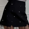 Ruffle Patchwork High Waist Skirt>MICAS Outlet