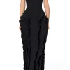 Ruffle Slip Midi Dress>MICAS Fashion