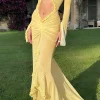 Ruffle Trim Ruched Cut Out Maxi Dress>MICAS New