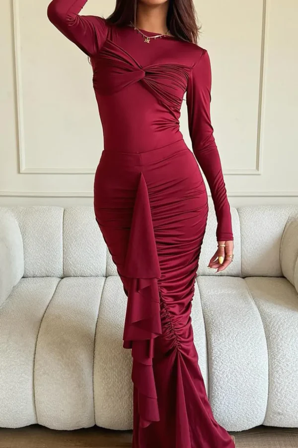 Ruffle Twist Maxi Dress>MICAS Hot