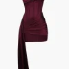 Satin Asymmetrical Sleeveless Mini Dress>MICAS Online