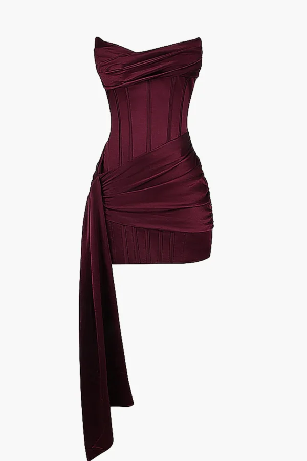 Satin Asymmetrical Sleeveless Mini Dress>MICAS Online