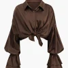 Satin Button Long-Sleeve Shirt>MICAS Sale