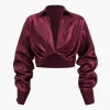 Satin Button Twist Knot Long-Sleeve Shirt>MICAS Discount