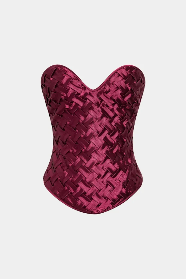 Satin Crossed Weave Tube Top>MICAS Fashion