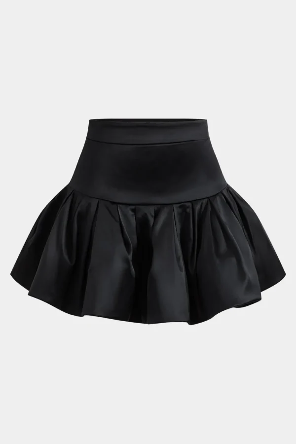 Satin Ruched Puff Skirt>MICAS Online