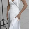 Satin V-Neck Sleeveless Slip Maxi Dress>MICAS Outlet