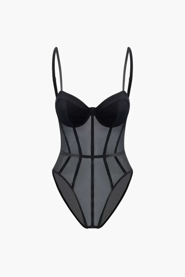 Sheer Bustier Corset Bodysuit>MICAS Discount