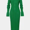 Shell Sleeve Ribbed Buttons Down Maxi Dress>MICAS Fashion