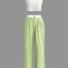 Sleeveless Top and Patchwork Loose Pants Set>MICAS Outlet