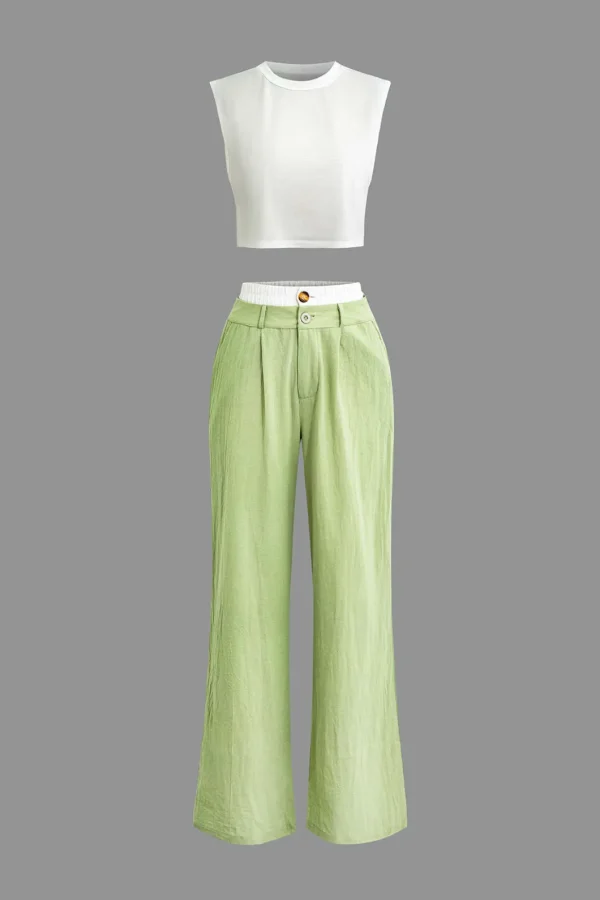 Sleeveless Top and Patchwork Loose Pants Set>MICAS Outlet