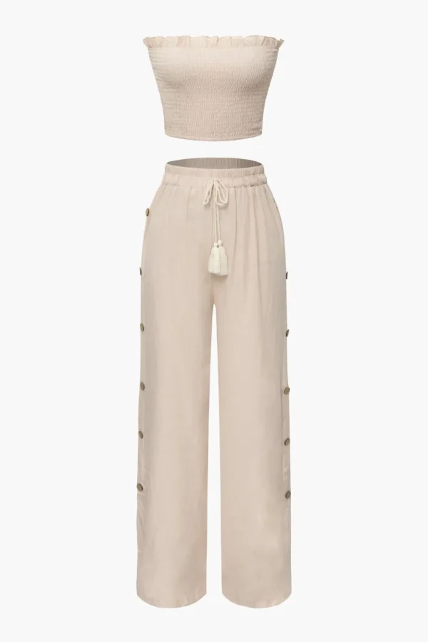 Smocked Tube Top And Side Button Pants Set>MICAS Discount