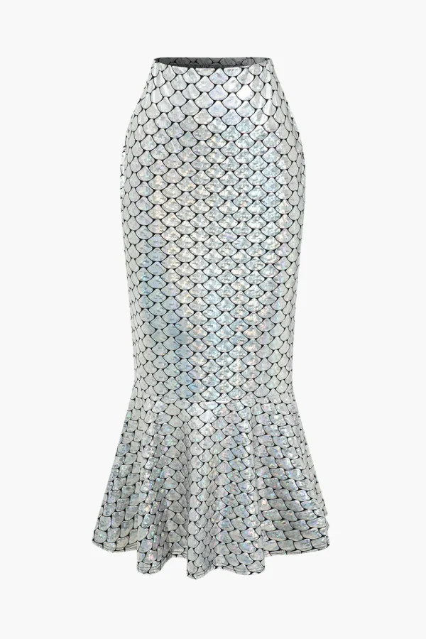Snakeskin Mermaid Midi Skirt>MICAS Clearance
