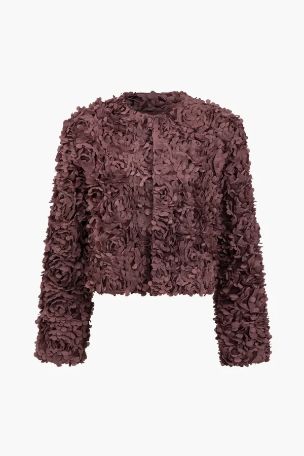 Solid Appliques Textured Jacket>MICAS Clearance