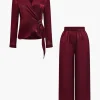 Solid Asymmetrical Shirt And Trousers Set>MICAS Outlet
