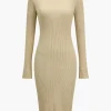 Solid Backless Knit Mini Dress>MICAS Hot