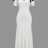 Solid Bow Tie-Up Maxi Dress>MICAS Discount