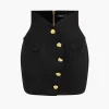 Solid Button Mini Skirt>MICAS Hot