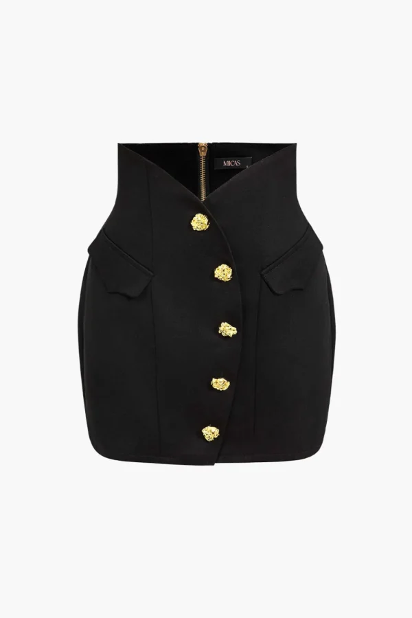 Solid Button Mini Skirt>MICAS Hot