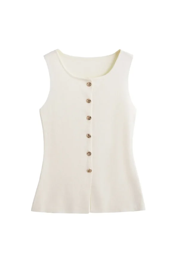 Solid Button Up Vest>MICAS Discount