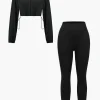 Solid Chain Drawstring Trouser Set>MICAS Outlet