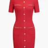 Solid Chain Pocket Knit Mini Dress>MICAS Sale