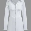 Solid Corset Long Sleeve Mini Dress>MICAS Hot