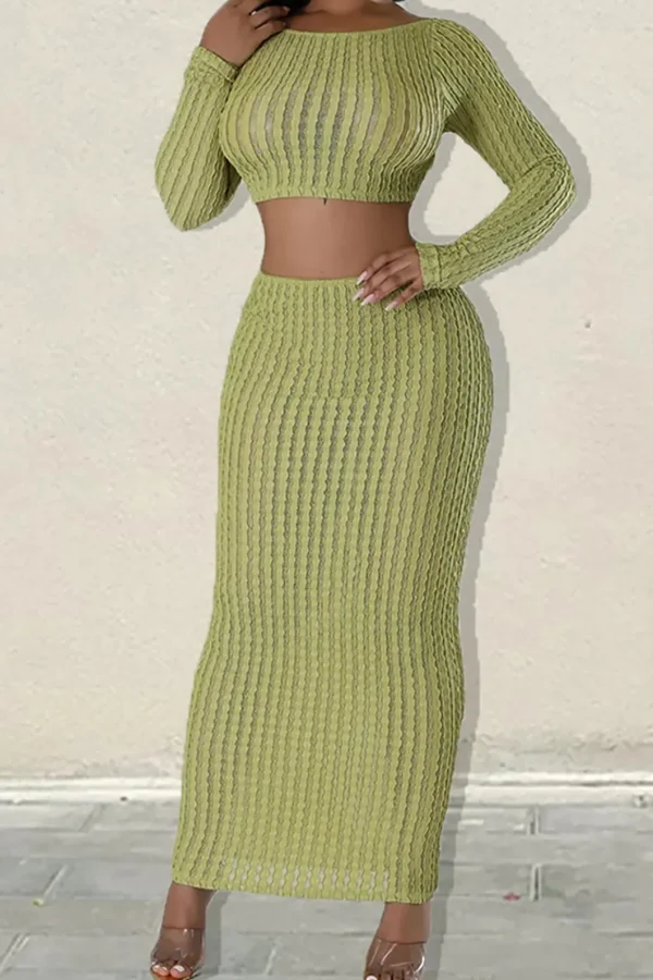 Solid Crossed Backless Top And Skirt Set>MICAS Outlet