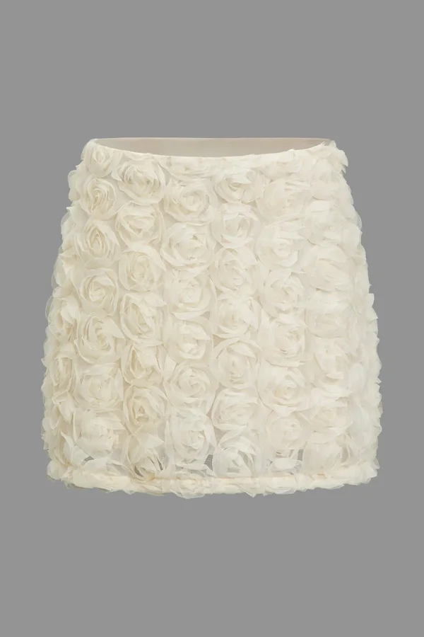 Solid 3D Floral Texture Zipper Mesh Mini Skirt>MICAS Discount