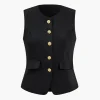 Solid Floral Button Vest>MICAS Outlet