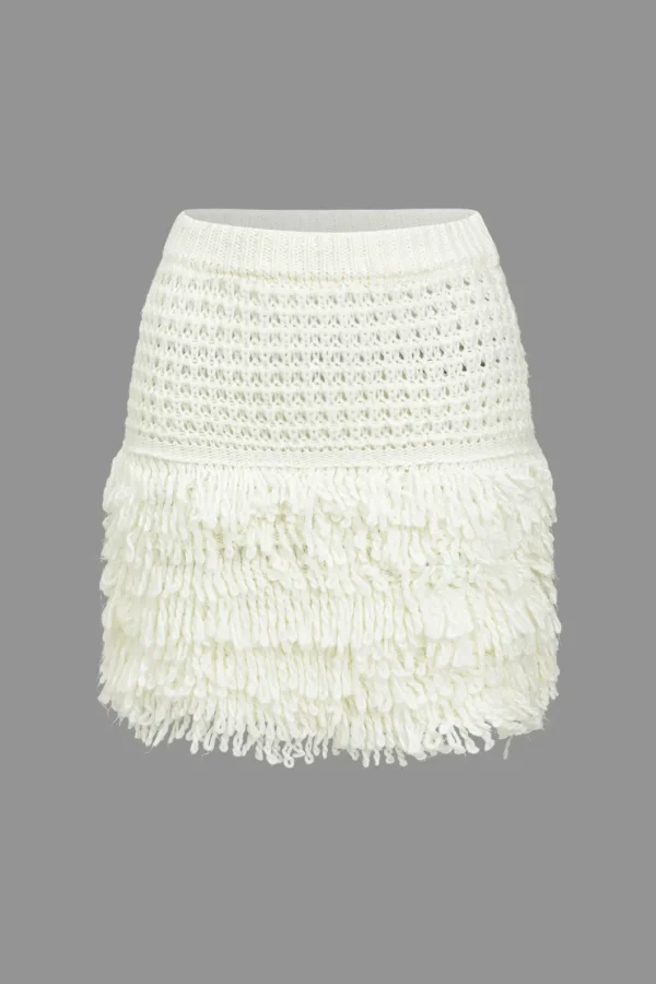 Solid Fringe Sweater Skirt>MICAS Hot
