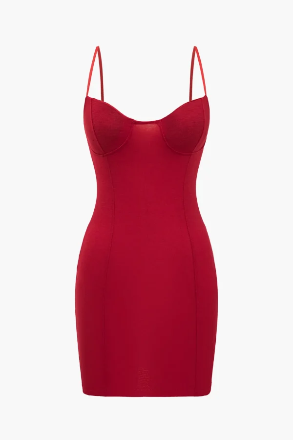 Solid Knit Bustier Slip Mini Dress>MICAS Clearance