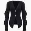 Solid Knit Button Cardigan>MICAS Clearance