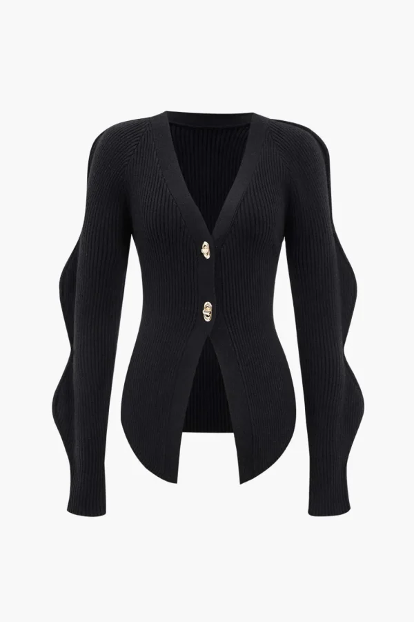Solid Knit Button Cardigan>MICAS Clearance