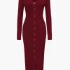 Solid Knit Button Dress>MICAS Online
