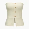 Solid Knit Button Sweater Tube Top>MICAS Fashion