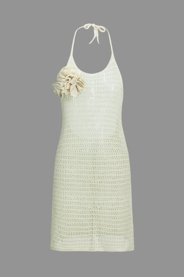Solid Knit Cut Out Backless Tie-Up Dress>MICAS Fashion