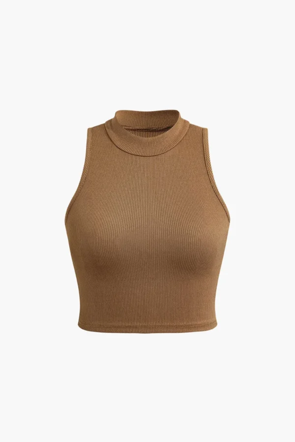 Solid Mock Neck Tank Top>MICAS Outlet