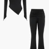 Solid Off Shoulder Top And Trouser Set>MICAS Clearance