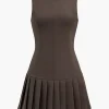 Solid Pleated Mini Dress>MICAS Best