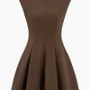Solid Round Neck Mini Dress>MICAS New