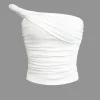Solid Ruched Twisted Crop Tube Top>MICAS Online
