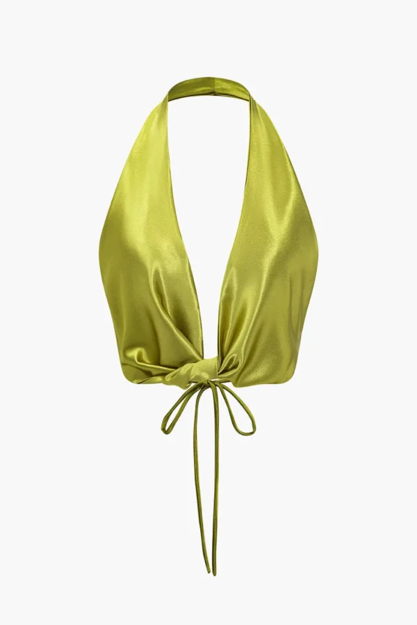 Solid Satin Twist Halter Knot Cami Top>MICAS Outlet