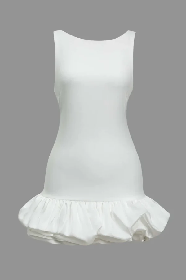 Solid Tank Ruffle Hem Mini Dress>MICAS Discount
