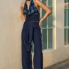 Solid Tie Front Trousers>MICAS Online