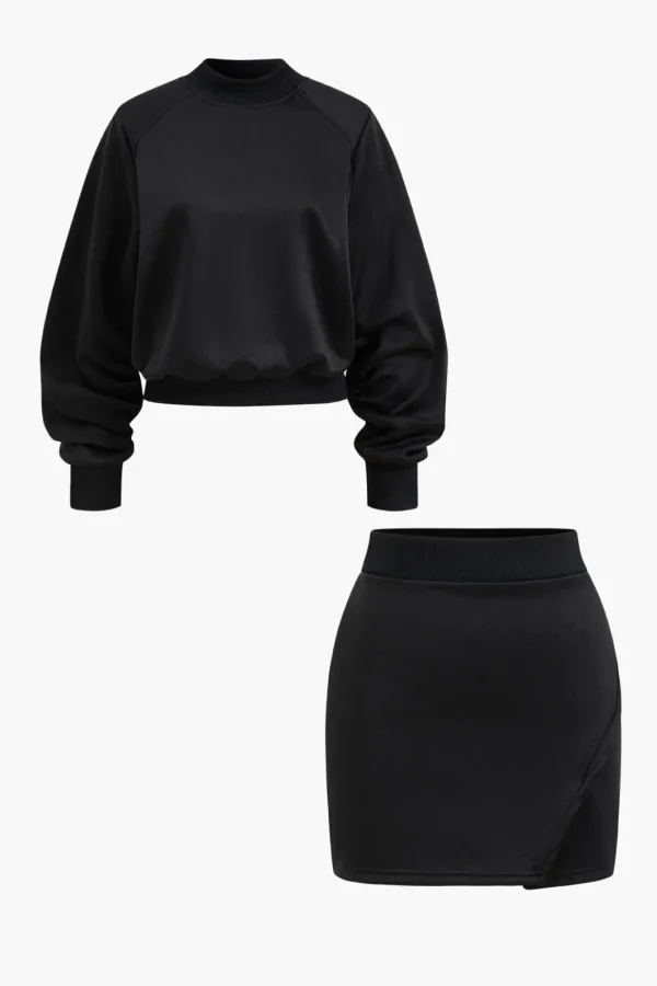 Solid Top And Skirt Set>MICAS Discount