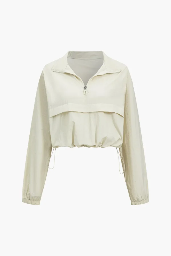Solid Zipper Stand Collar Sports Long-Sleeve Top>MICAS Best