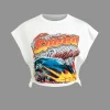 Speed Dream Graphic Sleeveless Side Cut Out T-shirt>MICAS Online