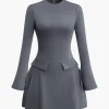 Stitching Bell Sleeve Mini Dress>MICAS Sale