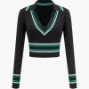 Stripe Print Knit Long-Sleeve Top>MICAS Fashion